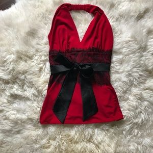 ✨NWT✨ Arden B Red Halter w/ Black Lace Detail